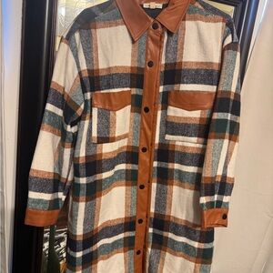 Eesome Plaid Jacket with Brown Leather Accents